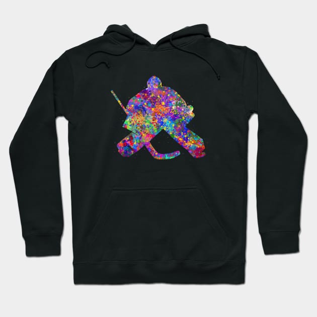 Ice hockey goalie watercolor art Hoodie by Yahya Art